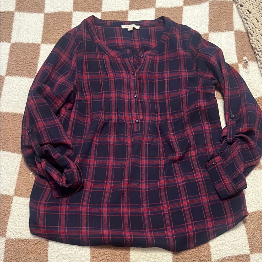 Skies Are Blue Red and Black Plaid Blouse